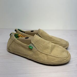 Sanuk Chiba Sidewalk Surfer Mens 13 EU 46 Tan Canvas Slip On Comfort Loafer